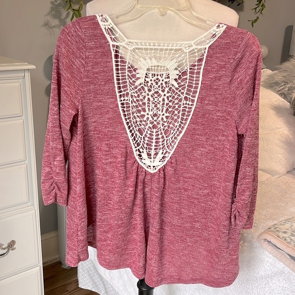 Cranberry Crochet Lace Back Top - Picture 6 of 9
